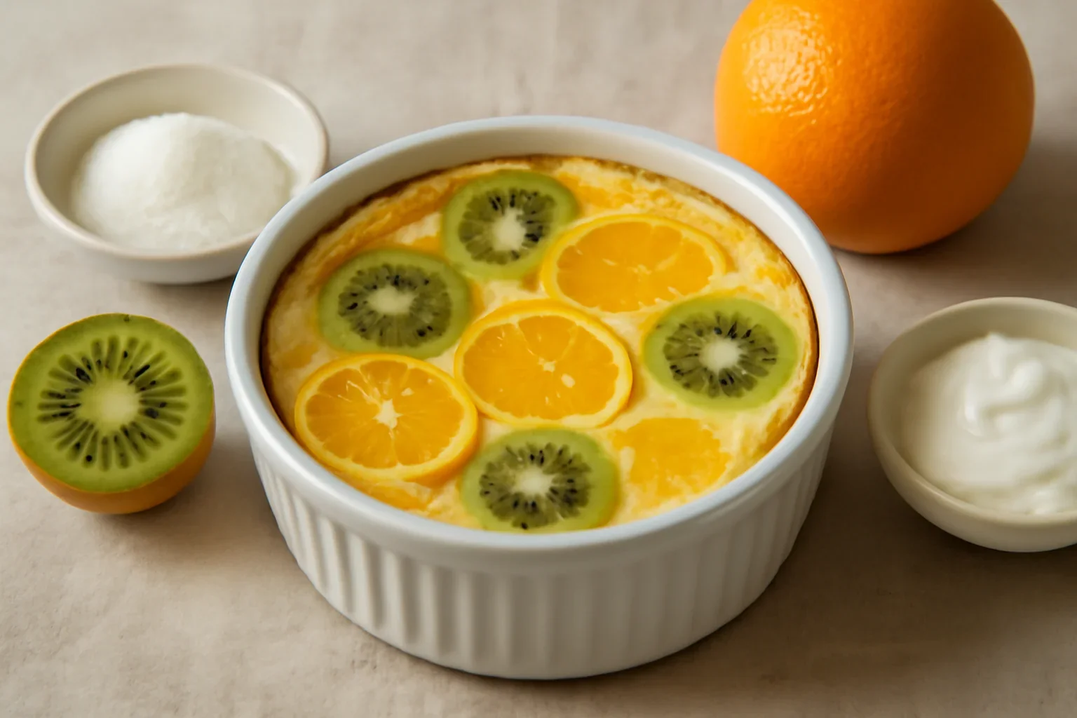 Crema de lapte cu kiwi si portocale