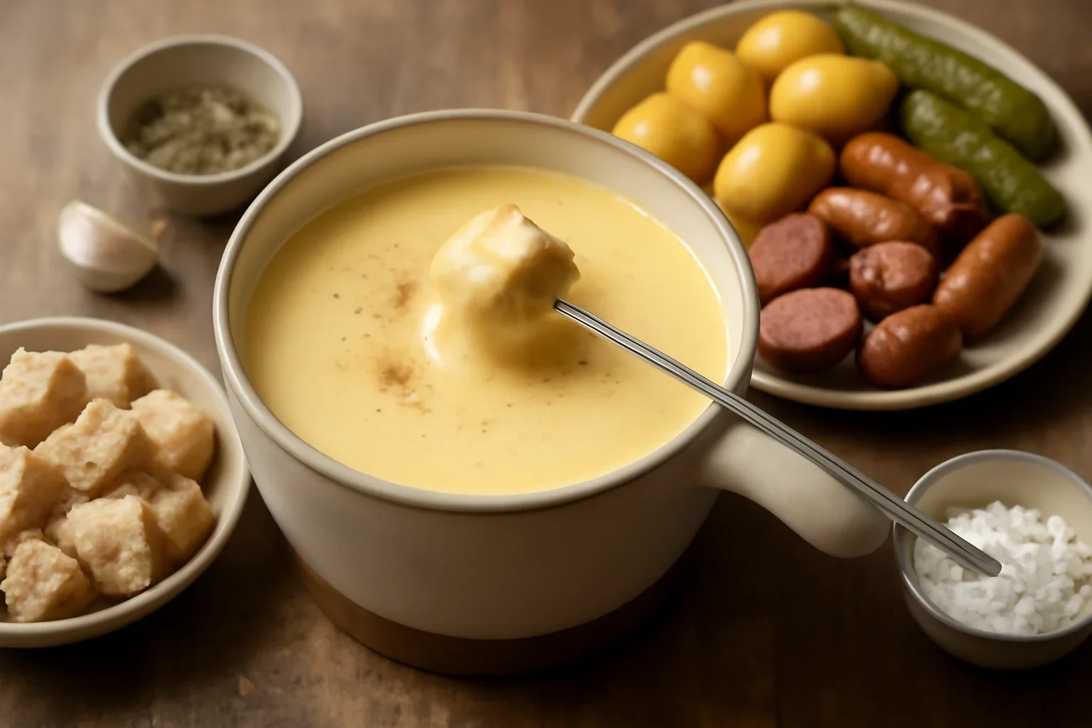 Fondue elvețian de brânză – cald și reconfortant