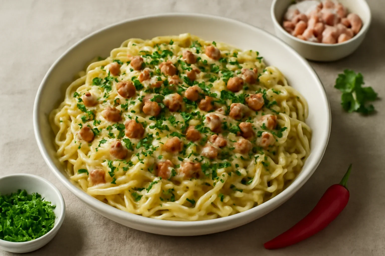 Paste cu sos de mascarpone si bacon