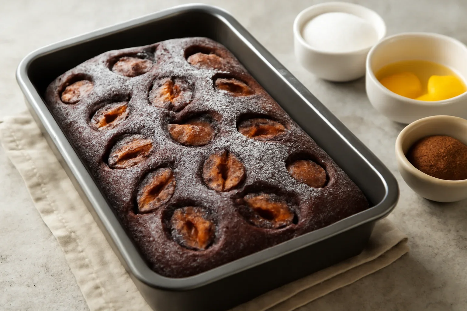 Chec cu cacao si prune, pufos si delicios, reteta pas cu pas