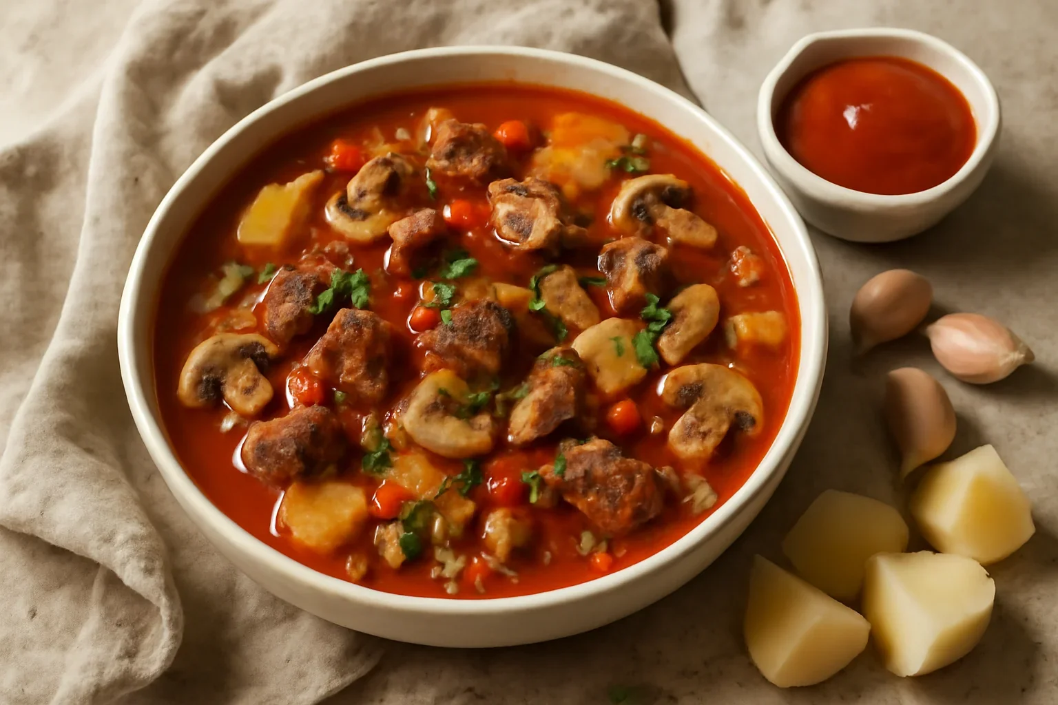 Tocana din carne de vita cu ciuperci