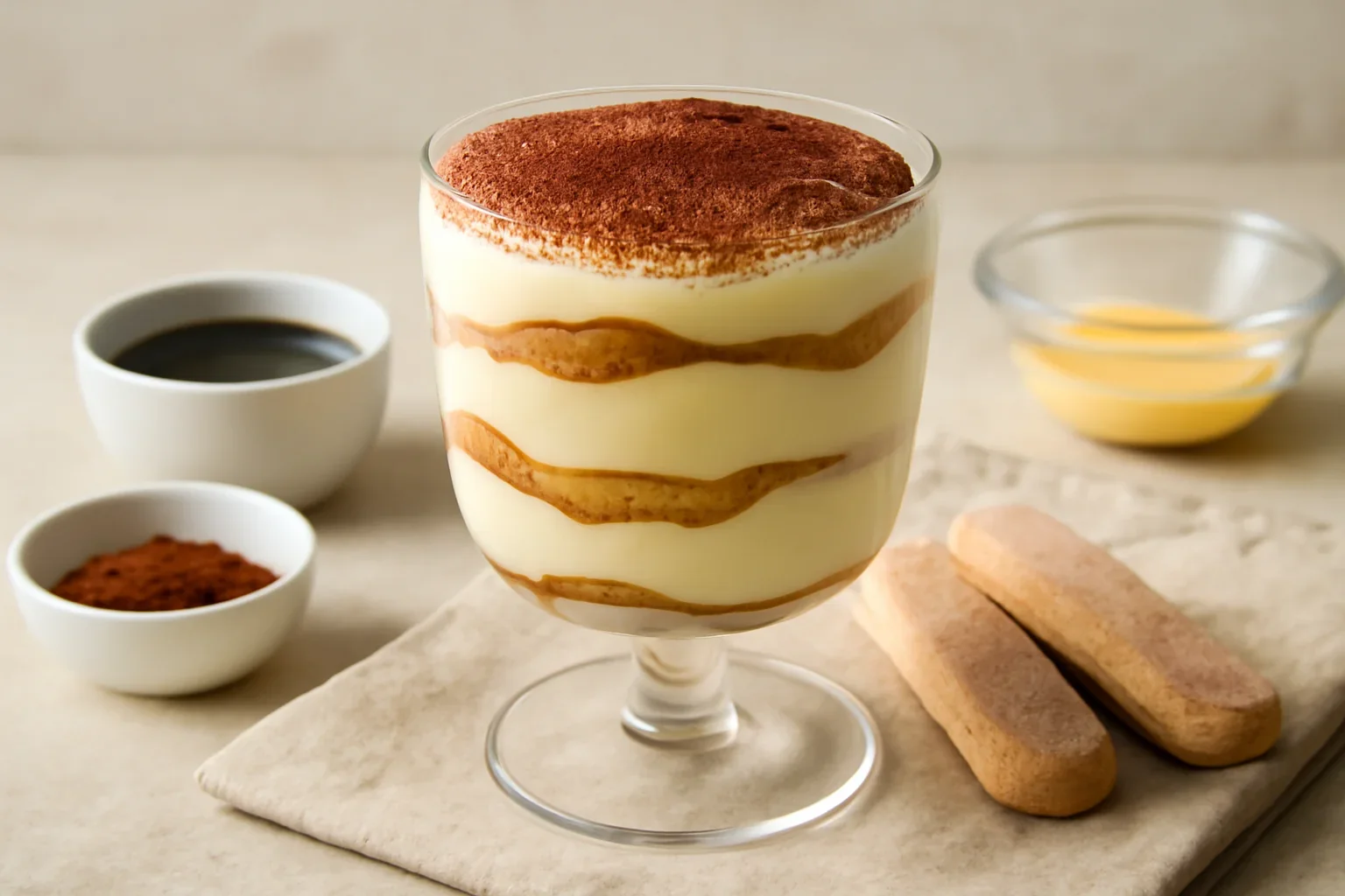 Tiramisu la pahar sau la cupă – rețetă simplă – fără ouă crude