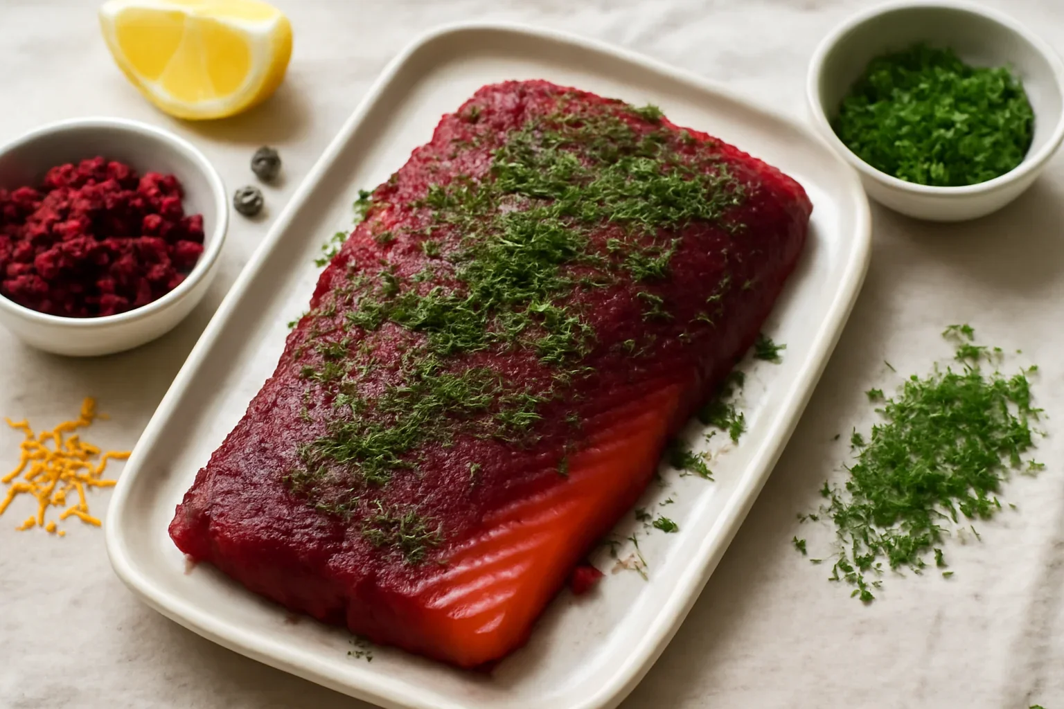 Gravlax cu sfeclă roșie