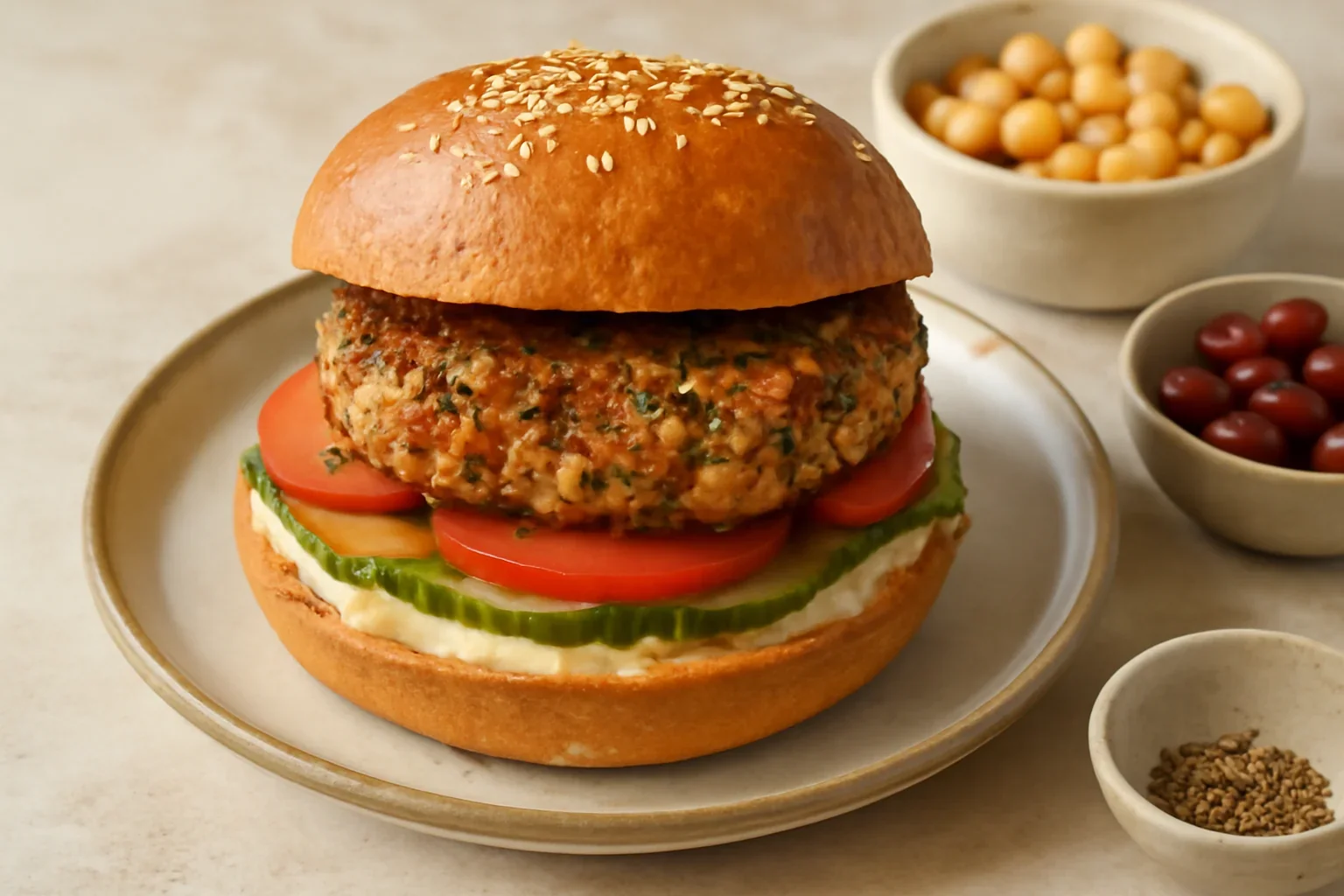 Hamburger vegetarian din fasole și năut