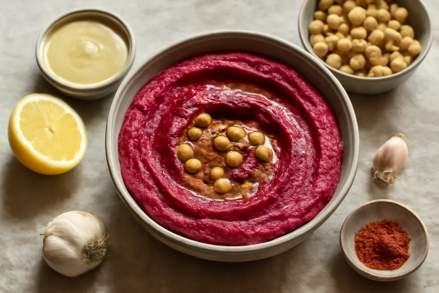 Hummus cu sfecla rosie foarte gustos