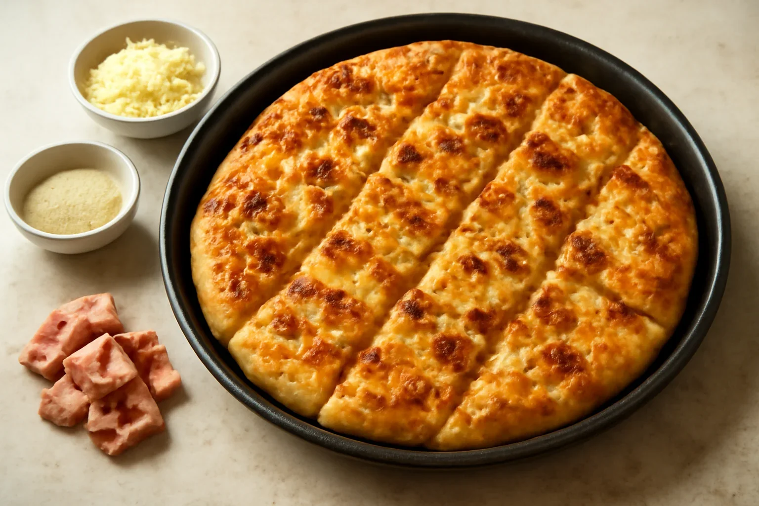 Cheesy Bread cu bacon sau simplă – rețeta de focaccia cu brânză în stil Domino’s