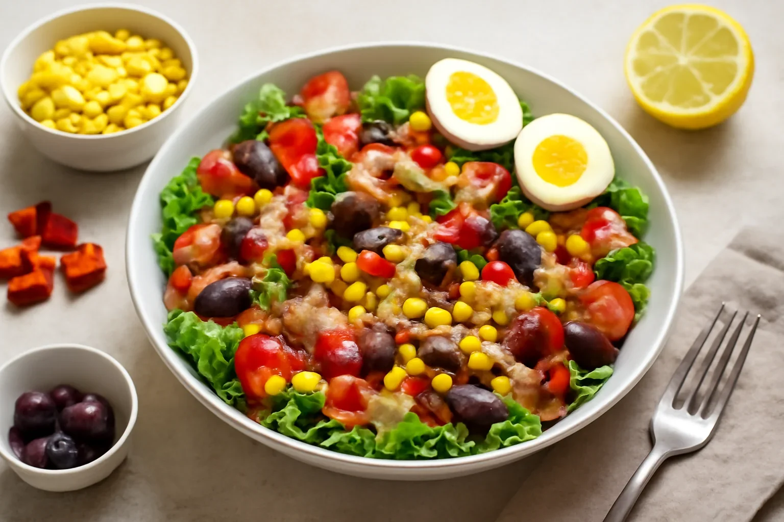 Salată de ton cu porumb și legume – rețetă detaliată