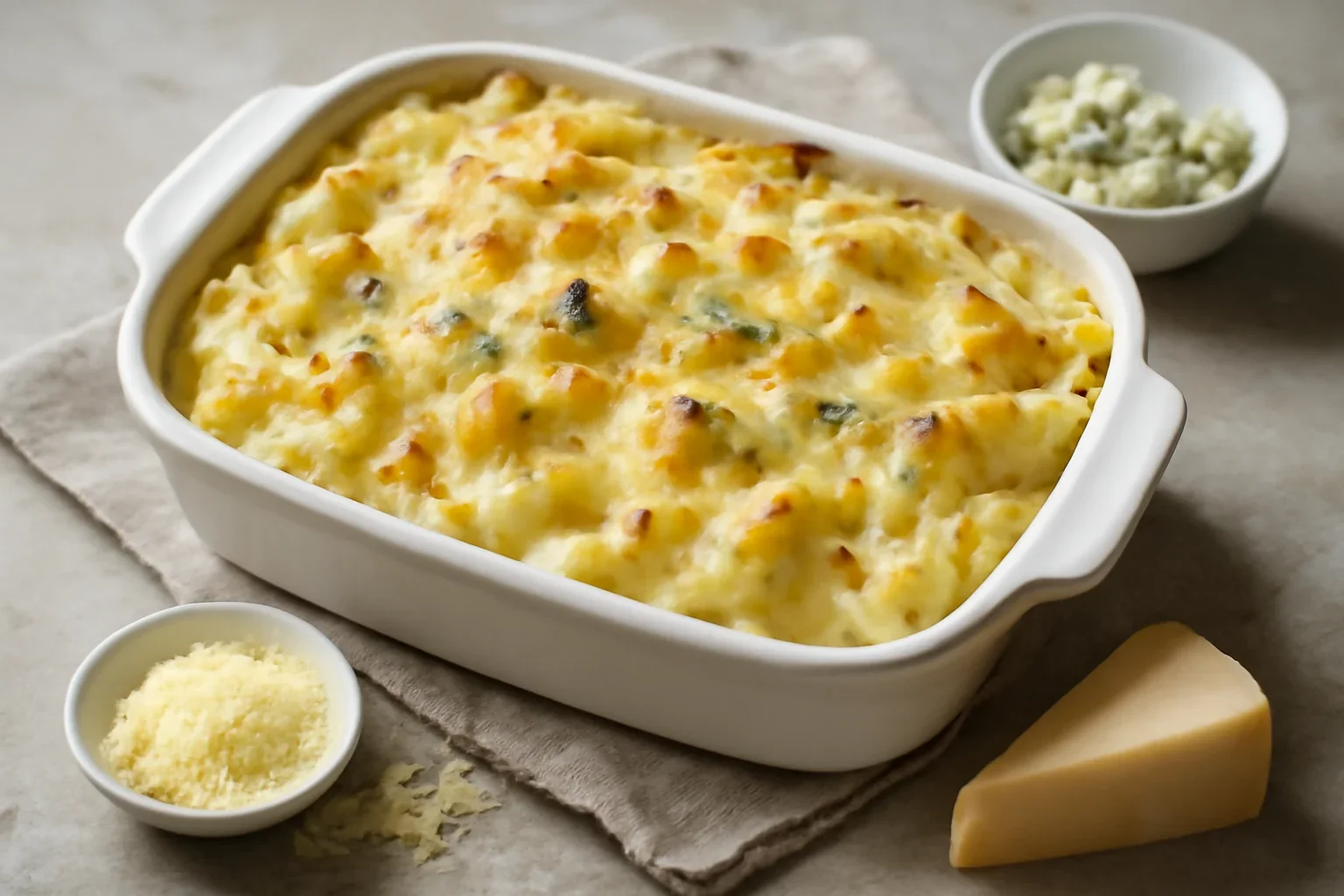 Paste la cuptor cu brânză și sos cremos sau pasta ai 4 formaggi