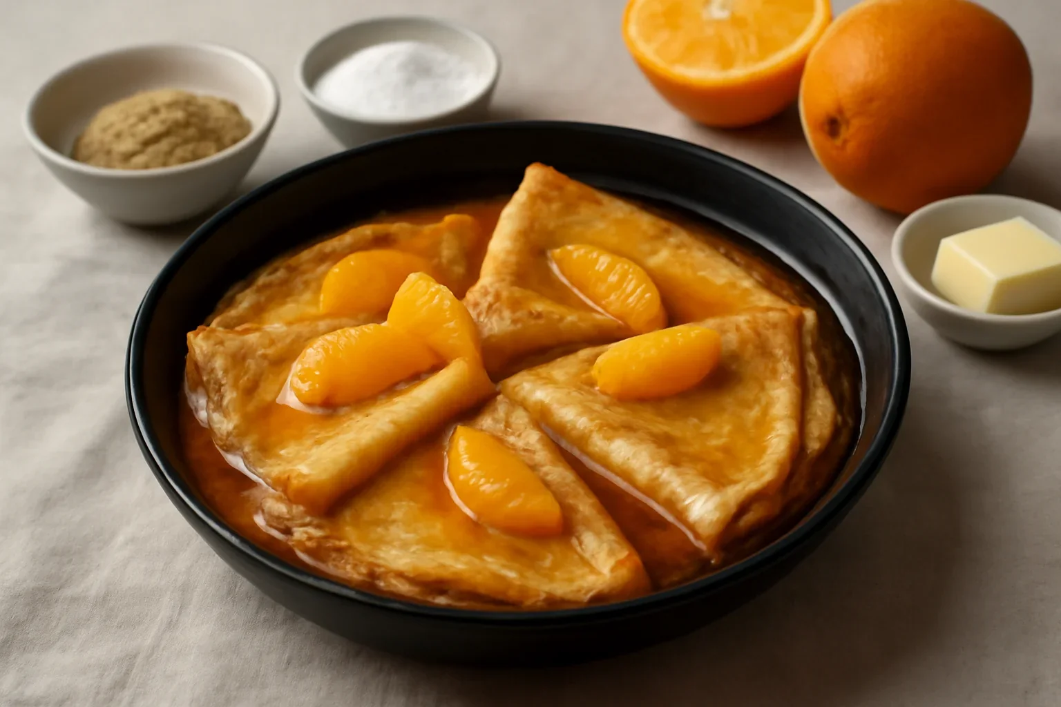 Crepes Suzette – rețeta video de clătite flambate cu portocale