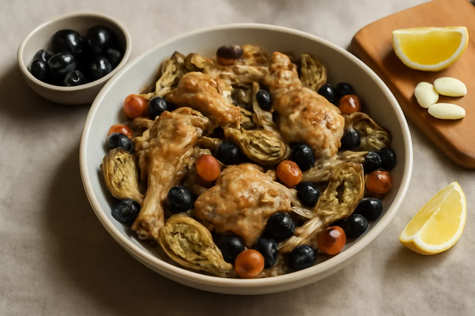 Cocos tanar cu anghinare si masline – mancare traditionala italiana