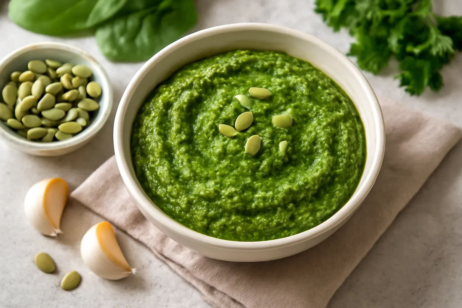 Pesto de spanac și pătrunjel