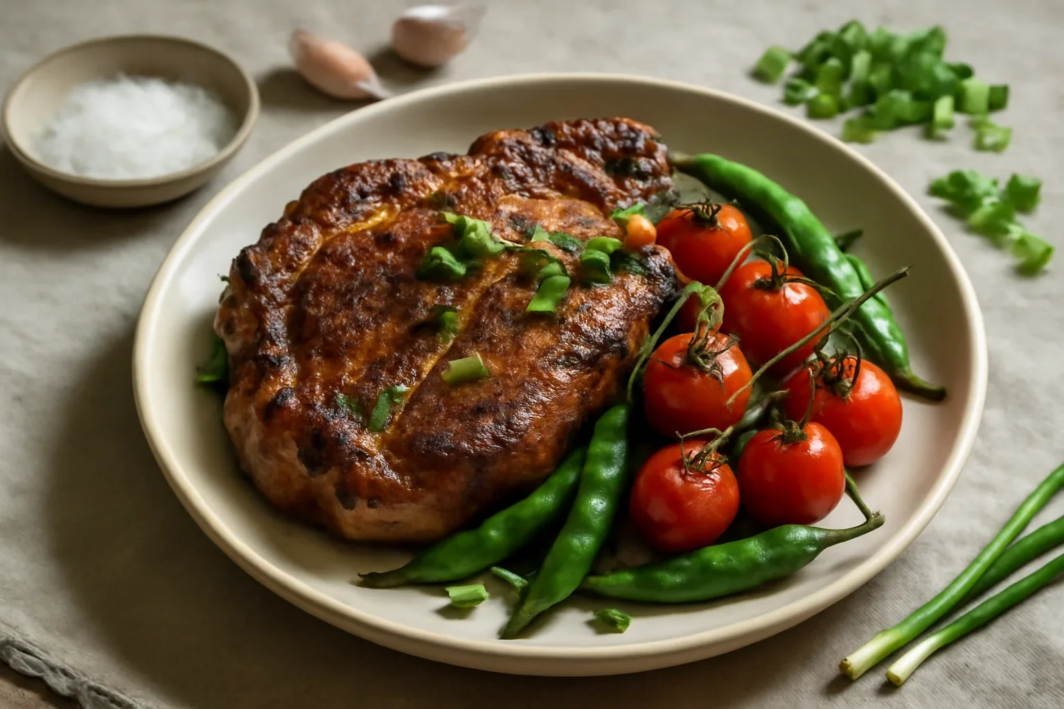 Friptură de porc iberic cu roșii cherry