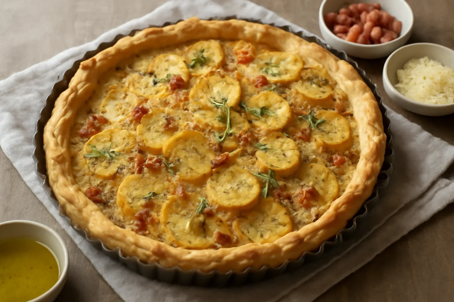 Tarta sarata din cartofi si aluat foietaj