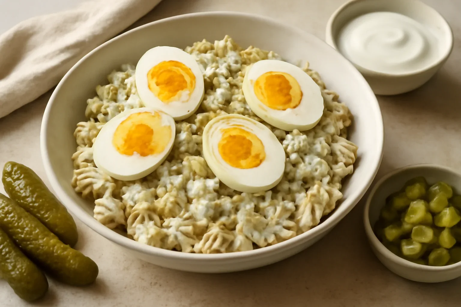Salată de paste cu ouă