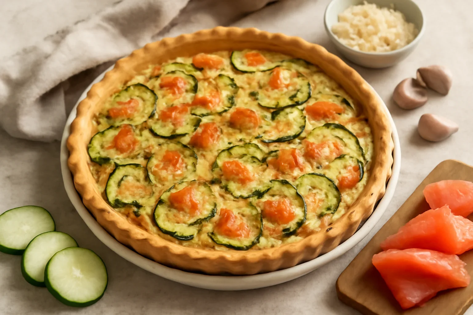 Tarta cu somon afumat si legume
