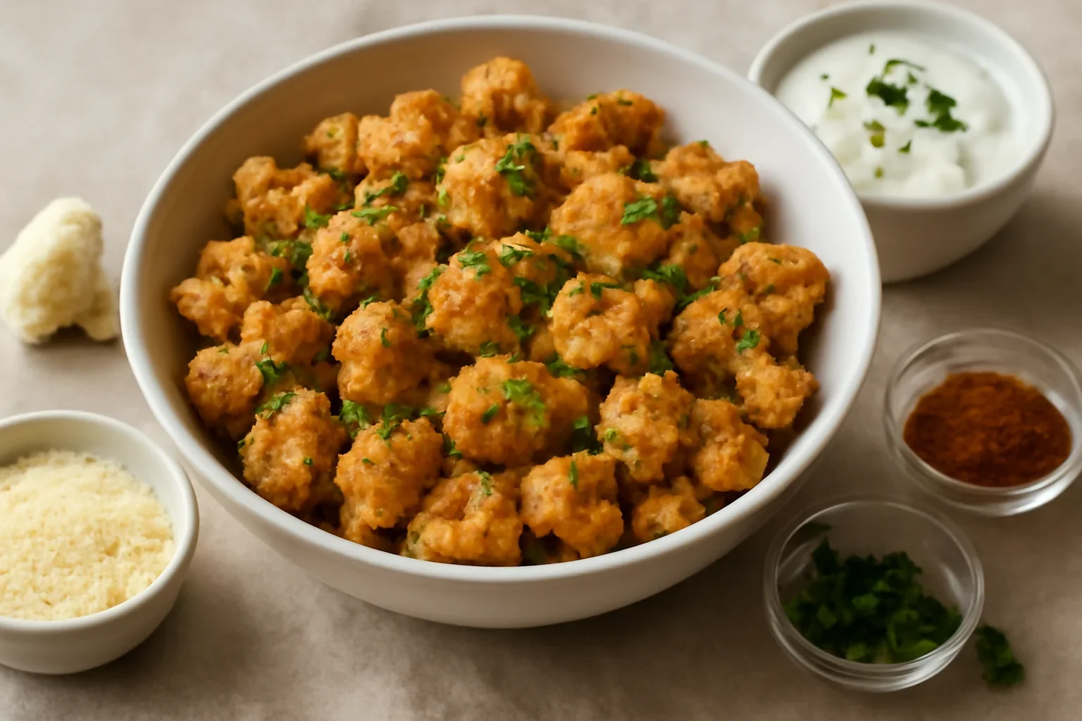 Popcorn de conopidă cu usturoi și parmezan – la cuptor