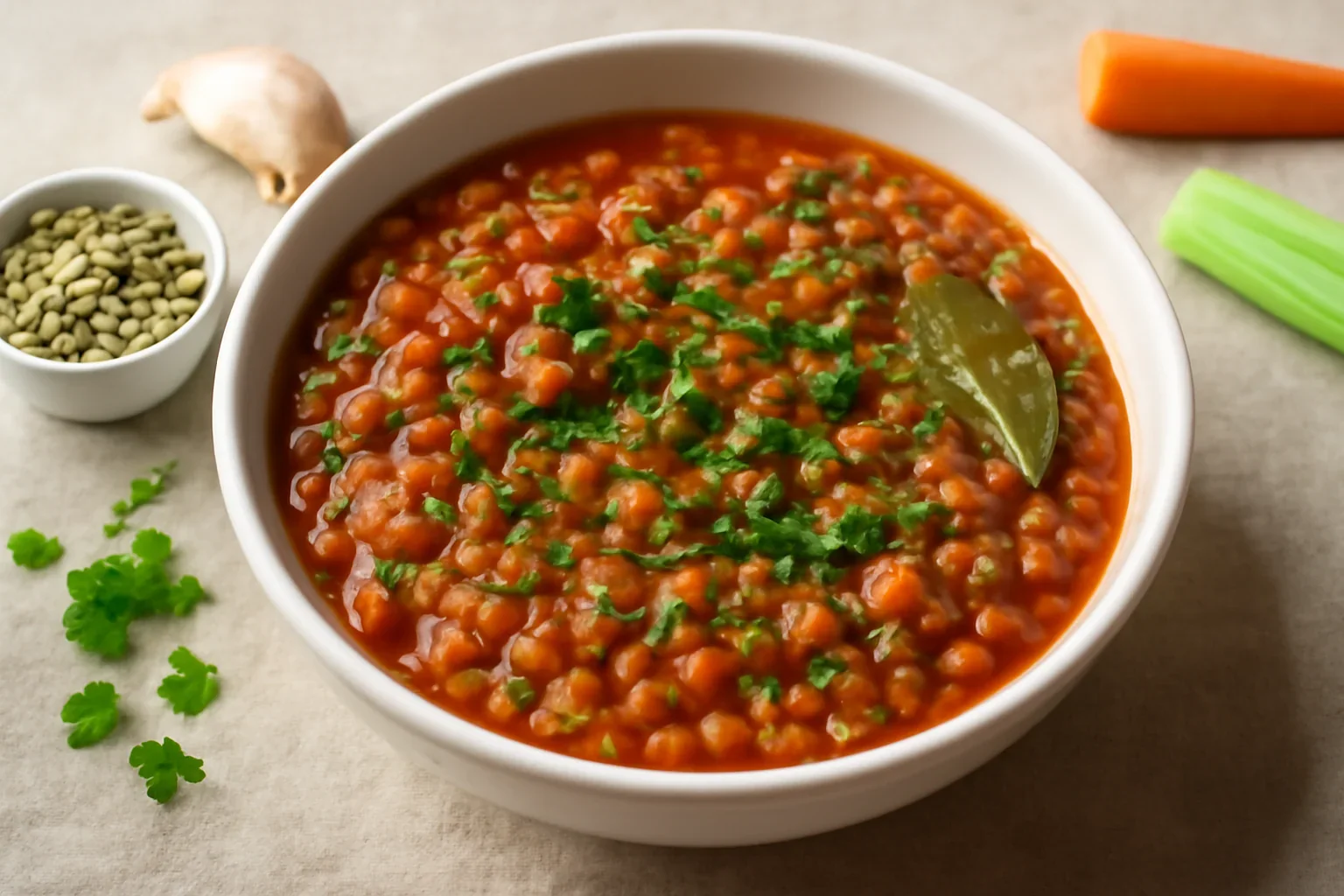 Mâncare de linte de post, cu roșii și legume, rețeta italiană Lenticchie in umido