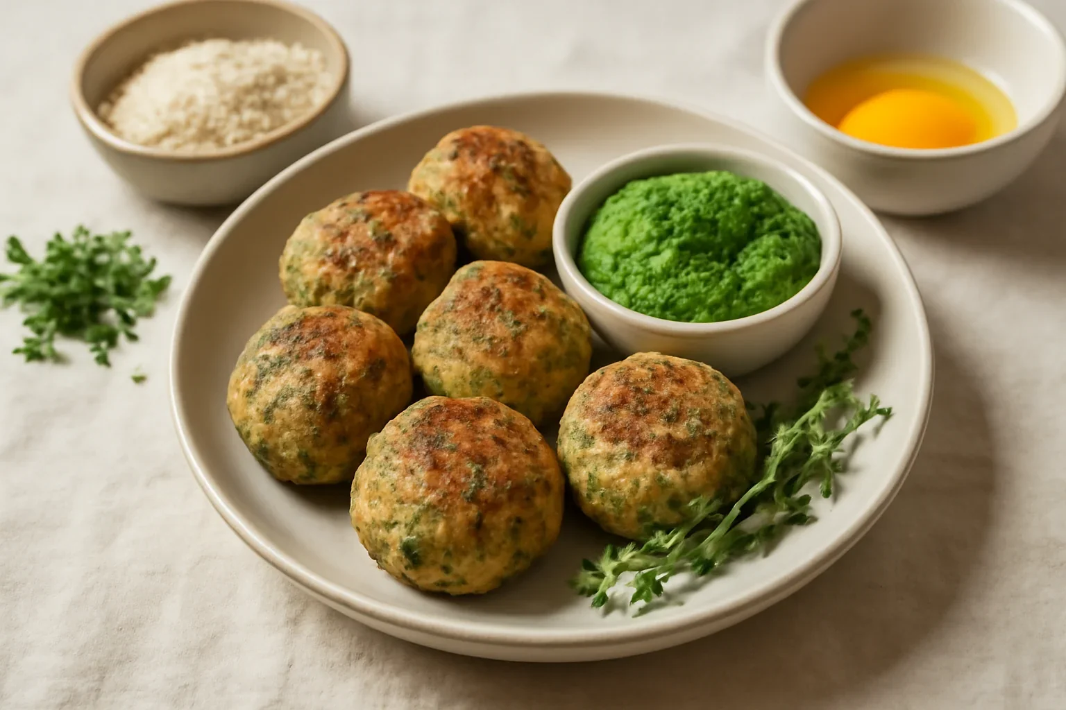 Chifteluțe de știucă-perch cu pesto de ierburi