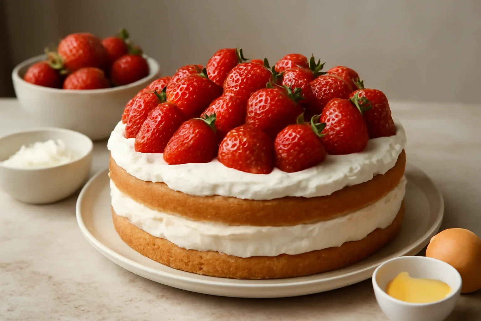 Tort Ella cu mascarpone, frisca si capsuni