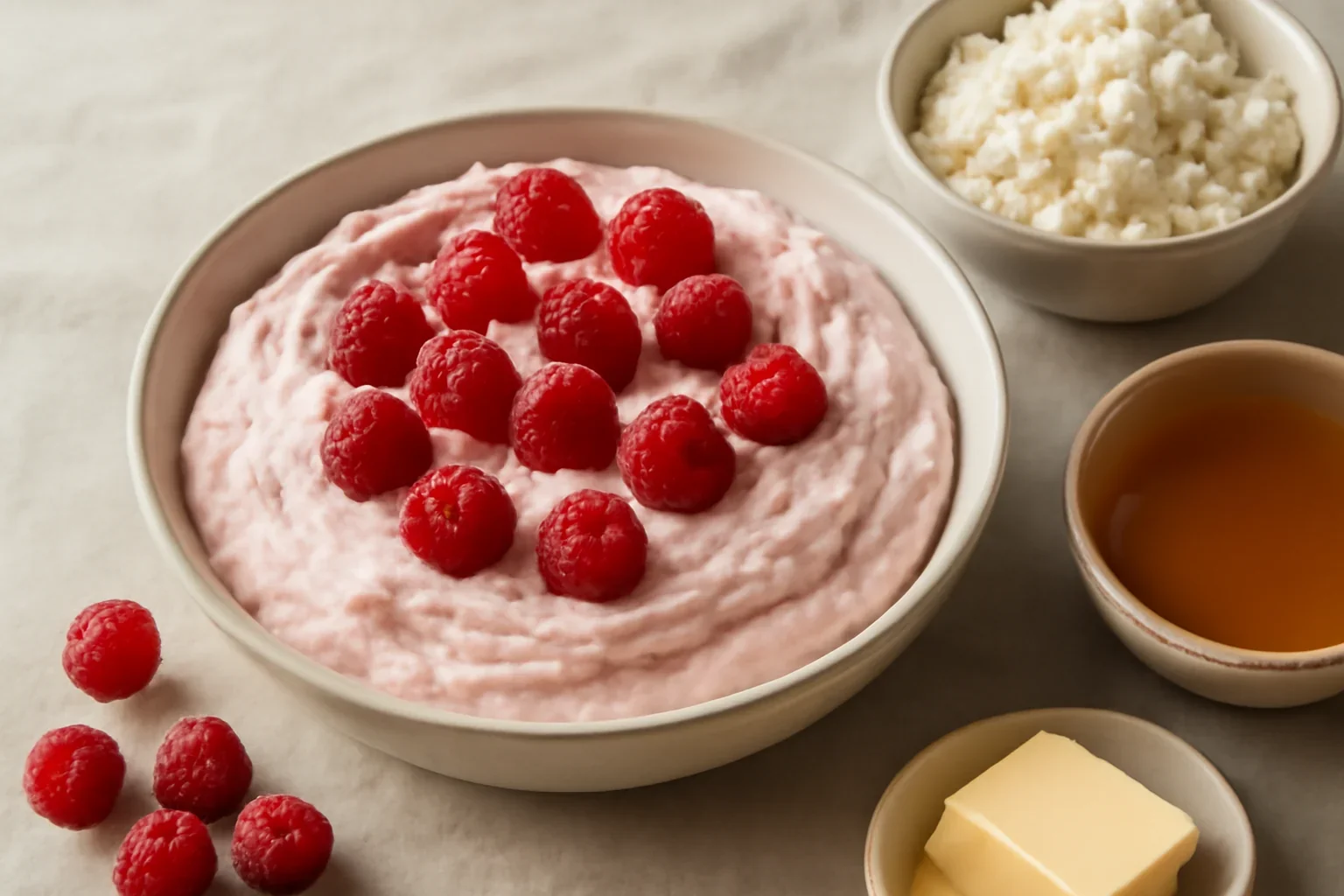 Crema fina de branza cu zmeura