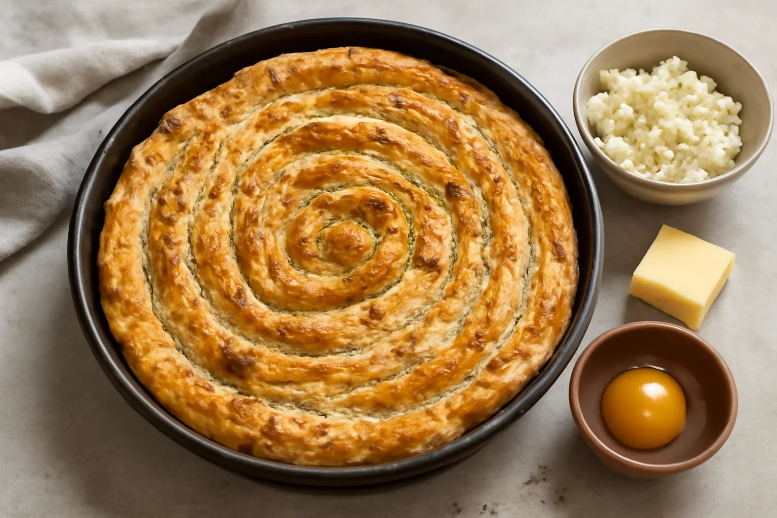 Placinta creata cu branza sarata (borek) cu foi subtiri din comert