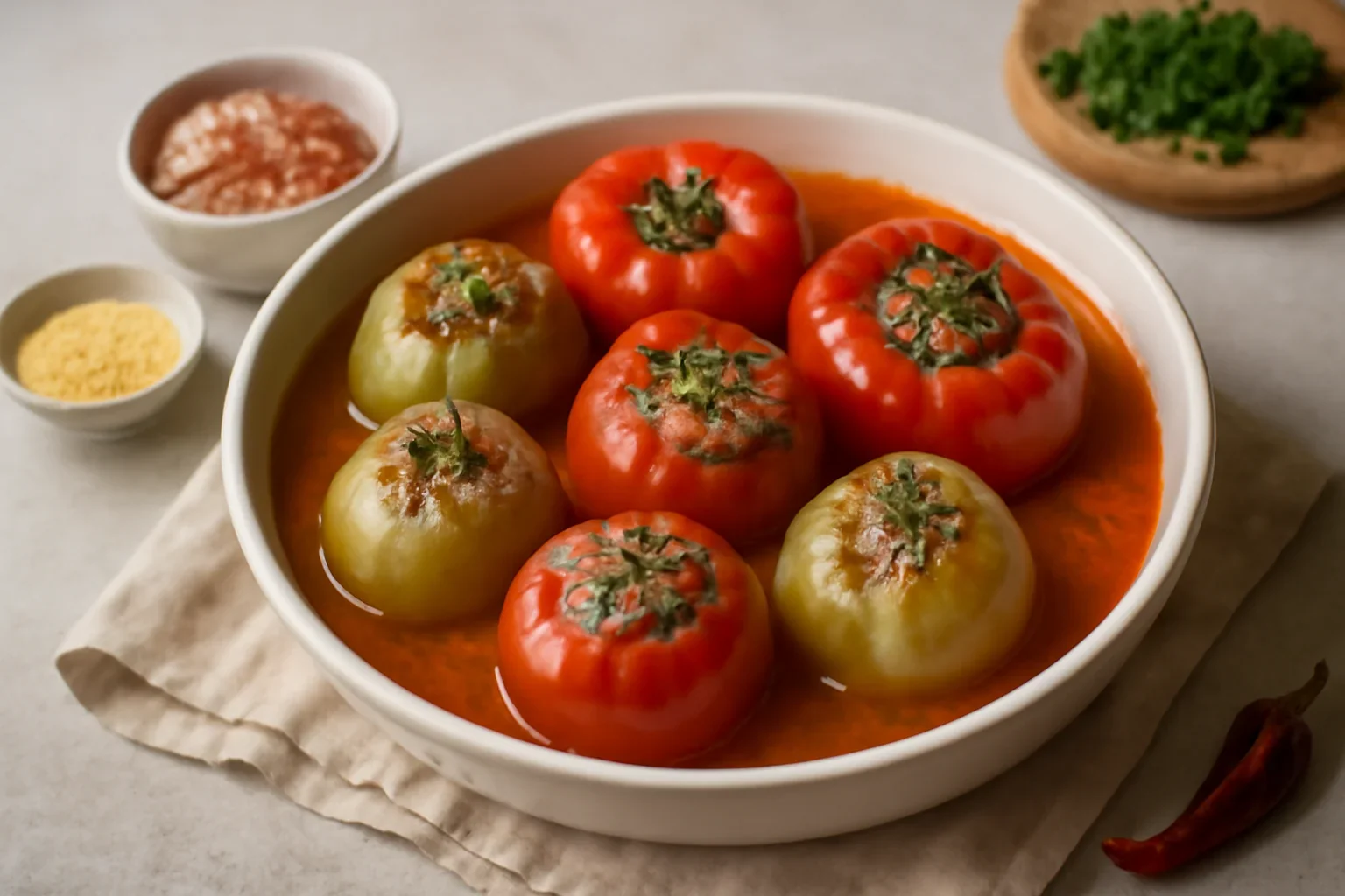 Gogosari si gogonele umplute cu carne tocata si orez