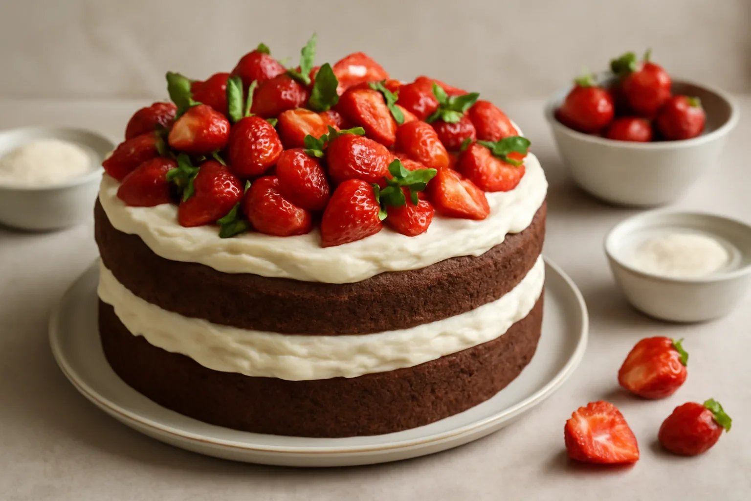 Tort de capsuni cu crema de mascarpone cu vanilie