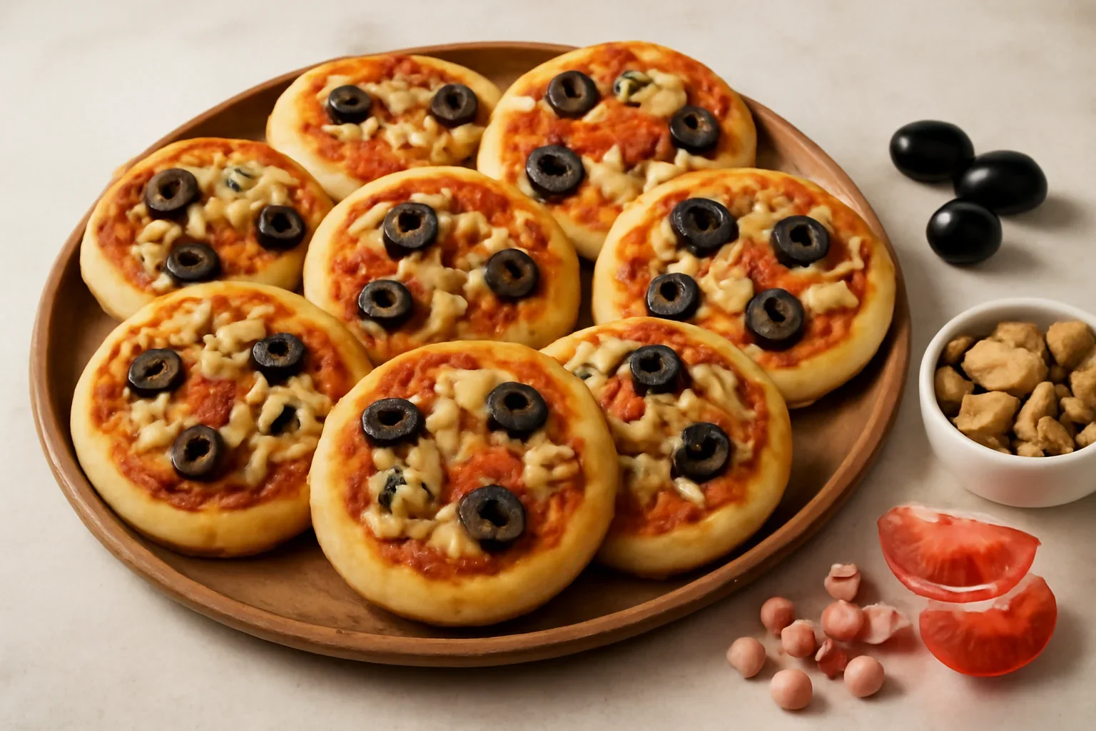 Minipizza cu legume si sunca