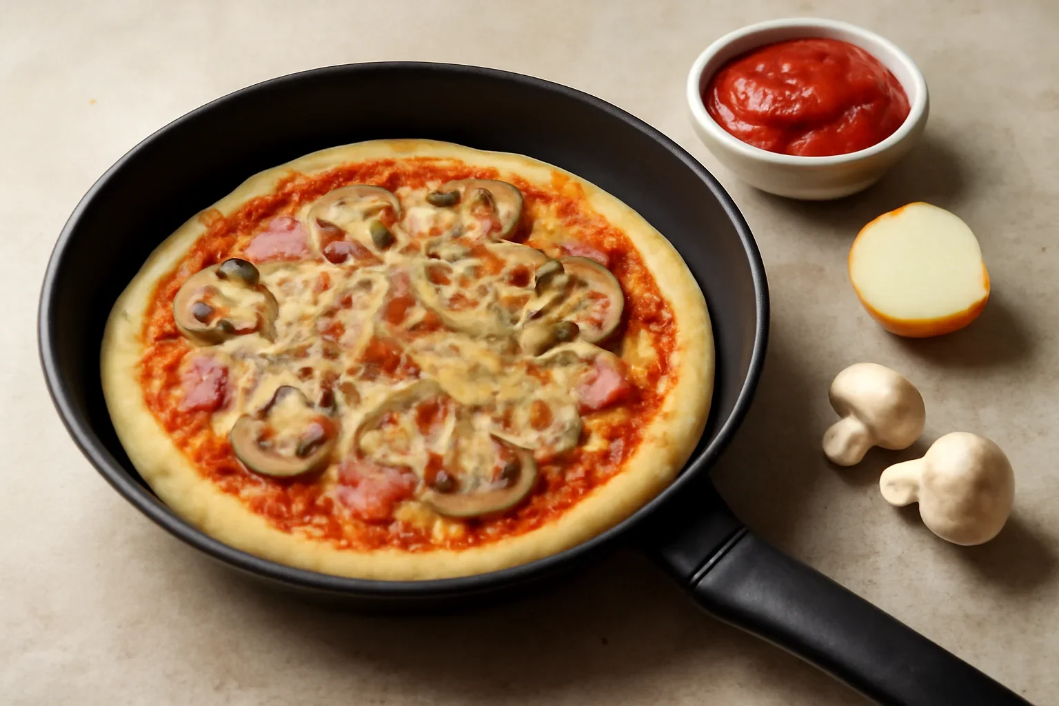 Pizza la tigaie reteta rapida fara praf de copt