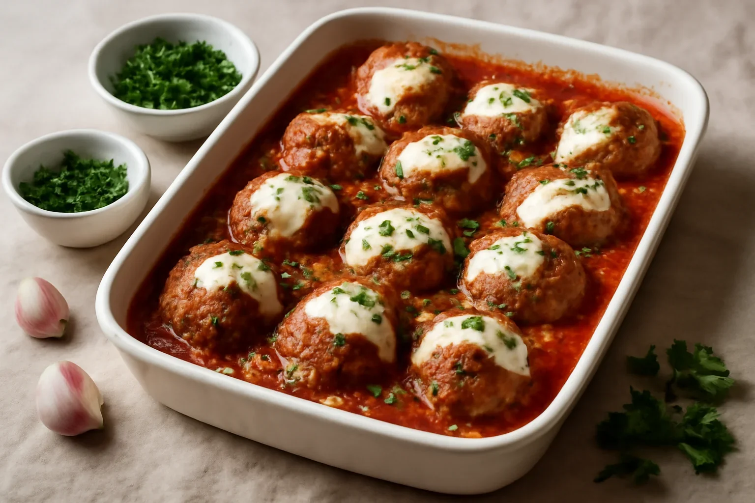 Chiftele la cuptor cu mozzarella