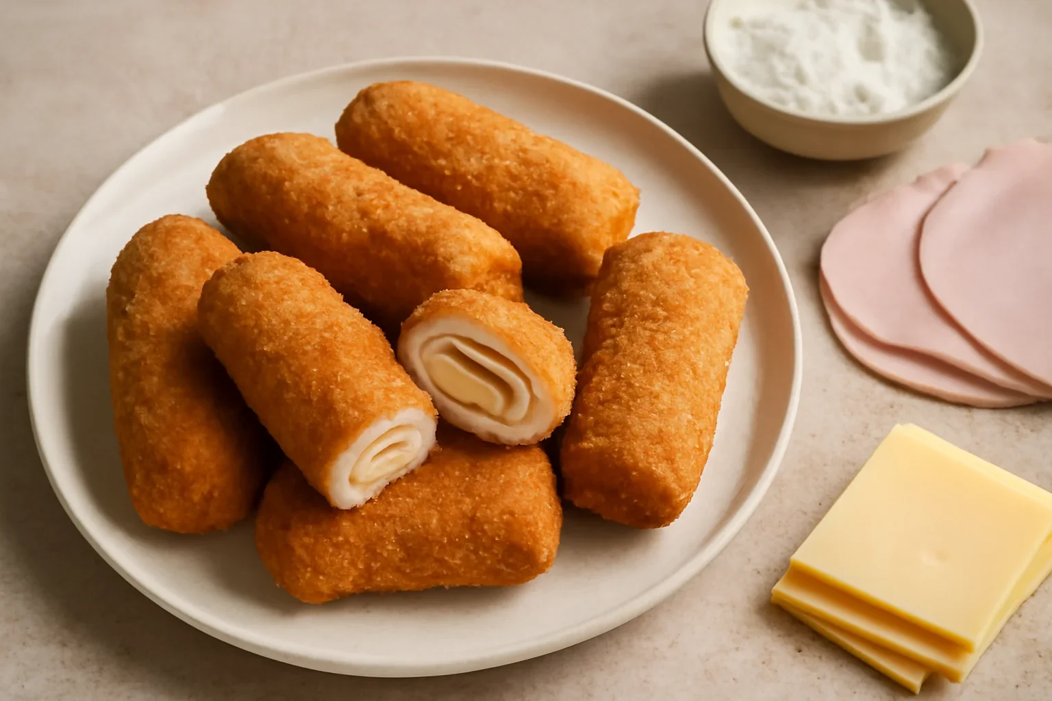 Cordon Bleu de porc – mini rulade pane cu sunca si cascaval