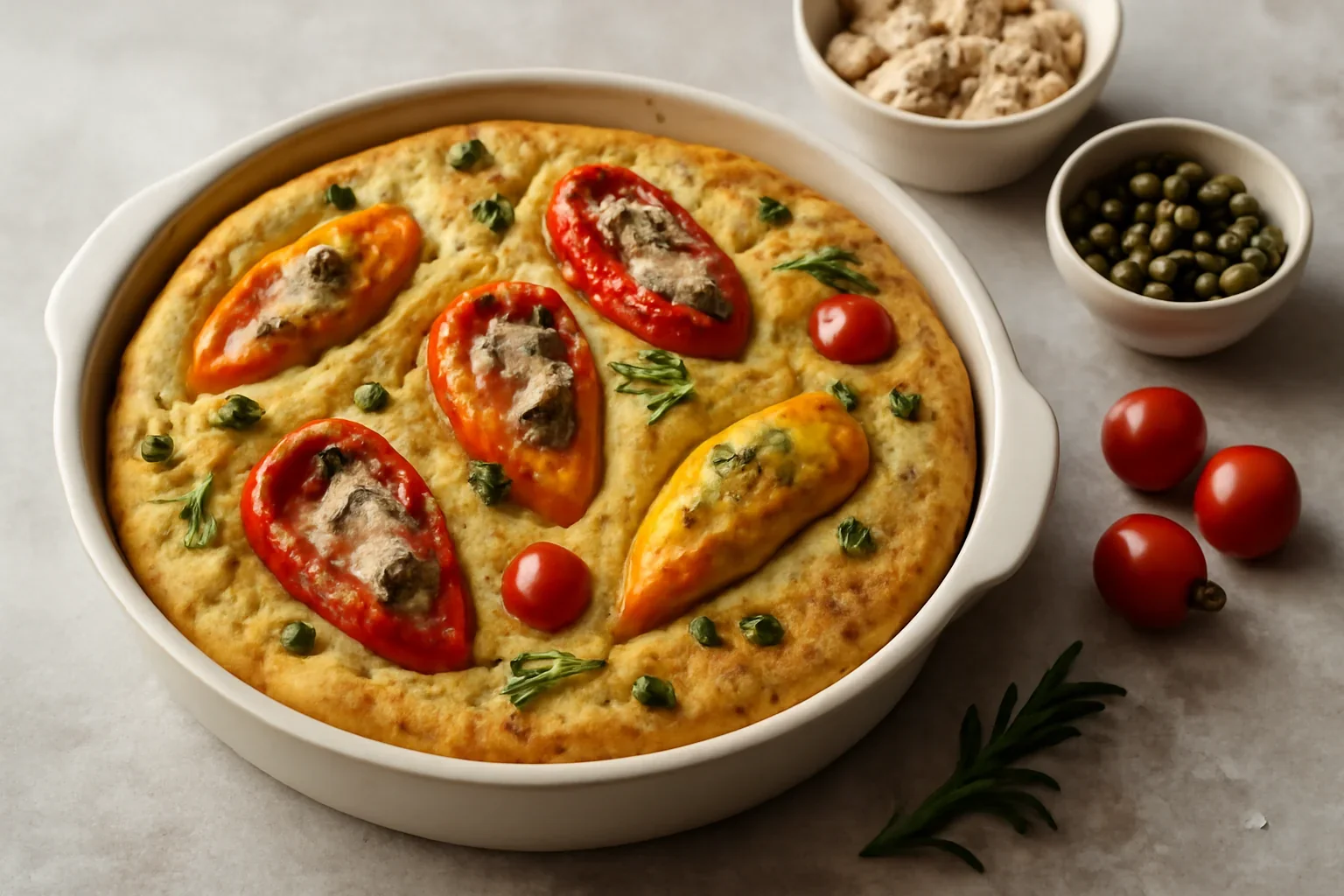Focaccia cu ardei umpluti cu ton