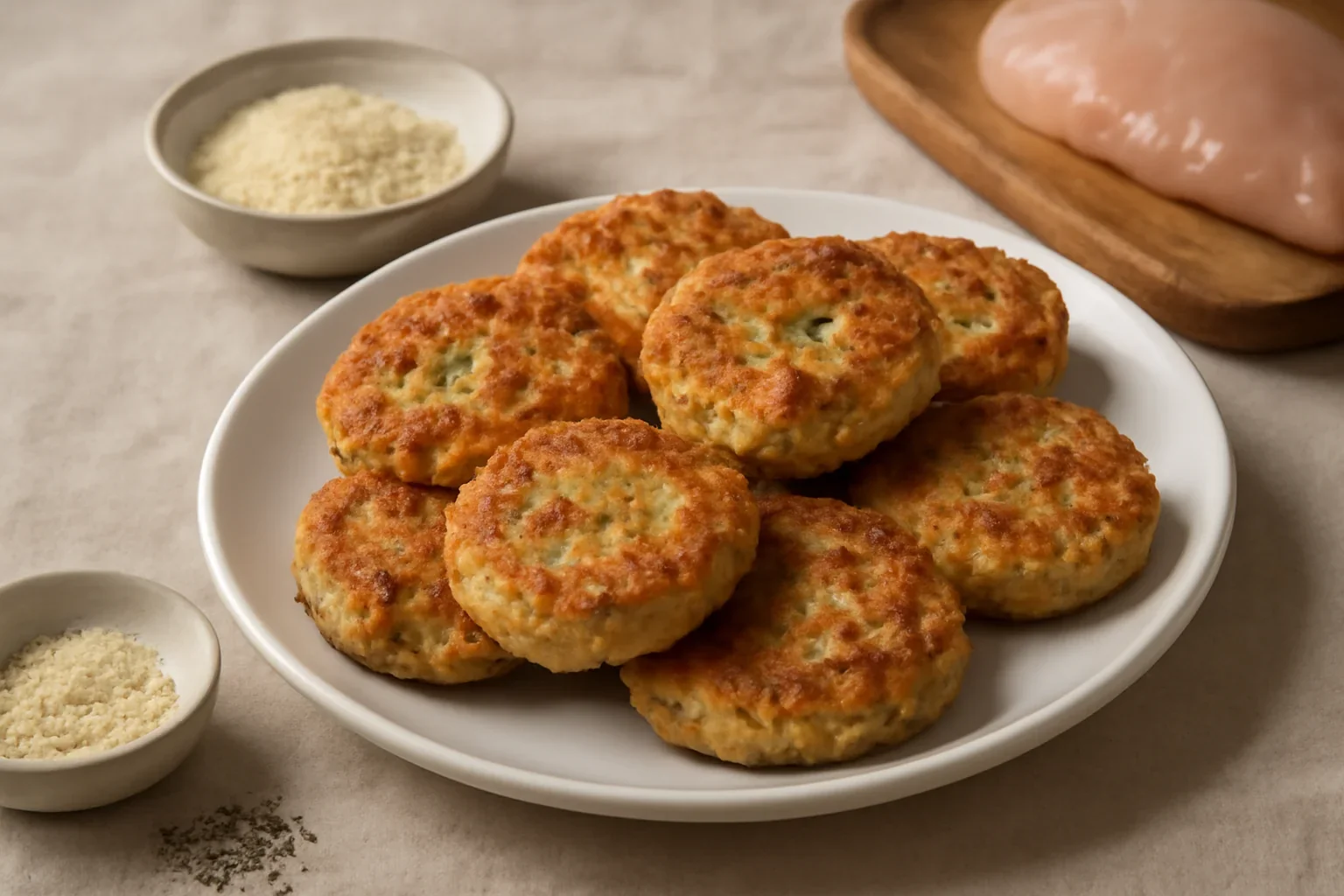 Parjoale din piept de pui cu parmezan sau cascaval
