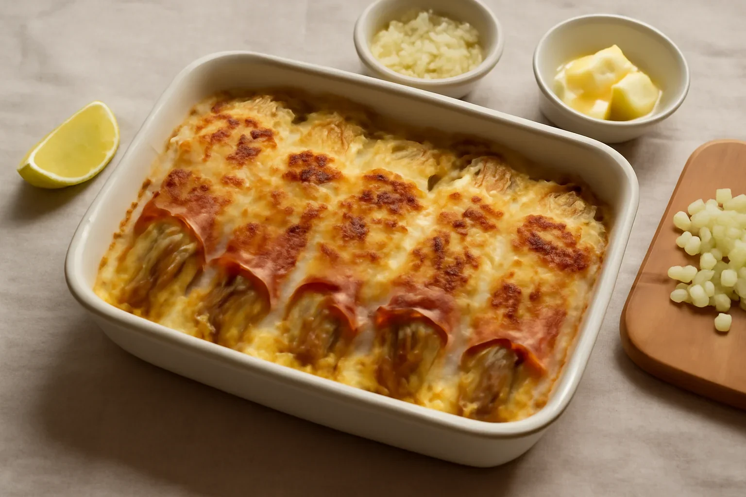 Andive in prosciutto, gratinate