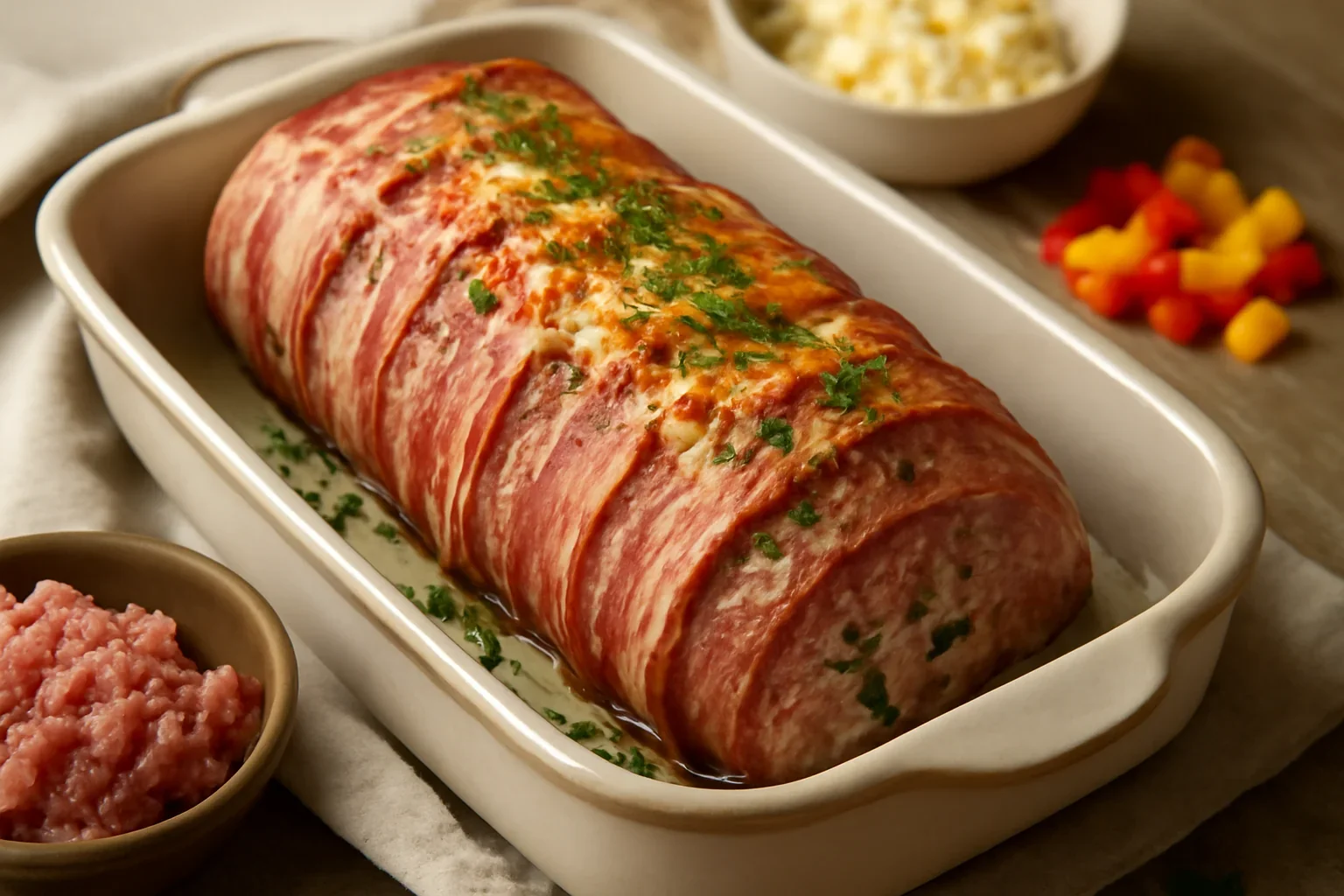 Rulada din carne de porc, costita si carne tocata