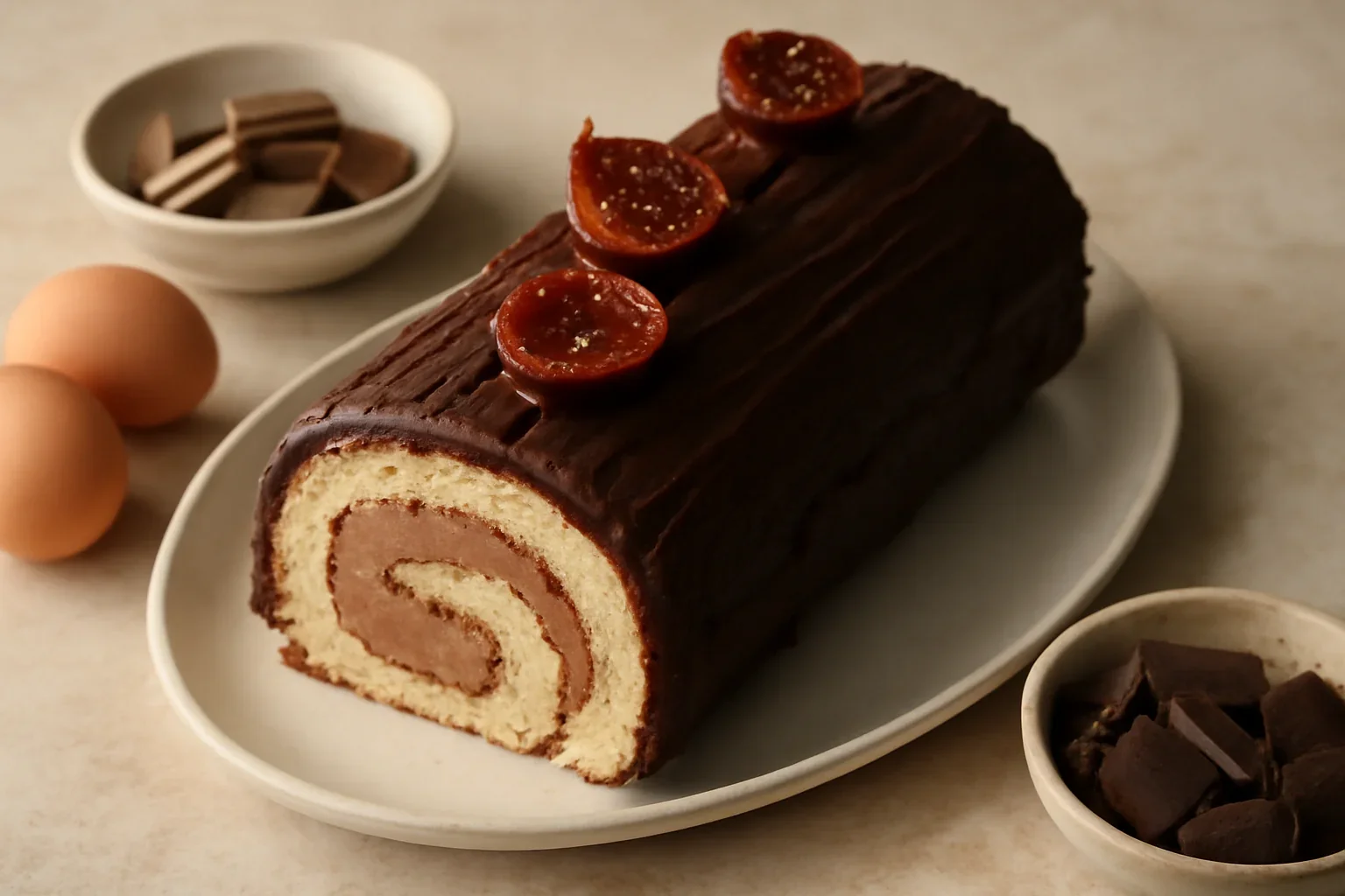 Tort buturuga cu ciocolata si foaie de rulada