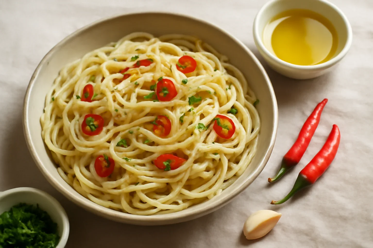Paste aglio, olio, peperoncino (reteta traditionala italiana)