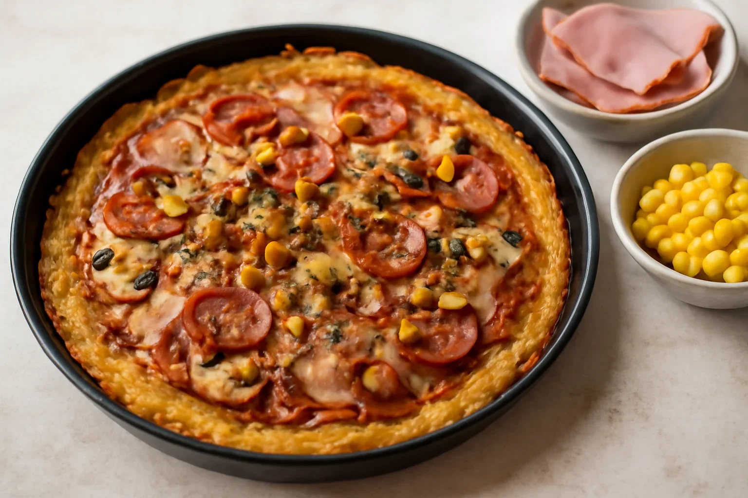 Pizza pe blat de cartofi rași prăjiți – Röstizza sau rețeta de potato crust pizza