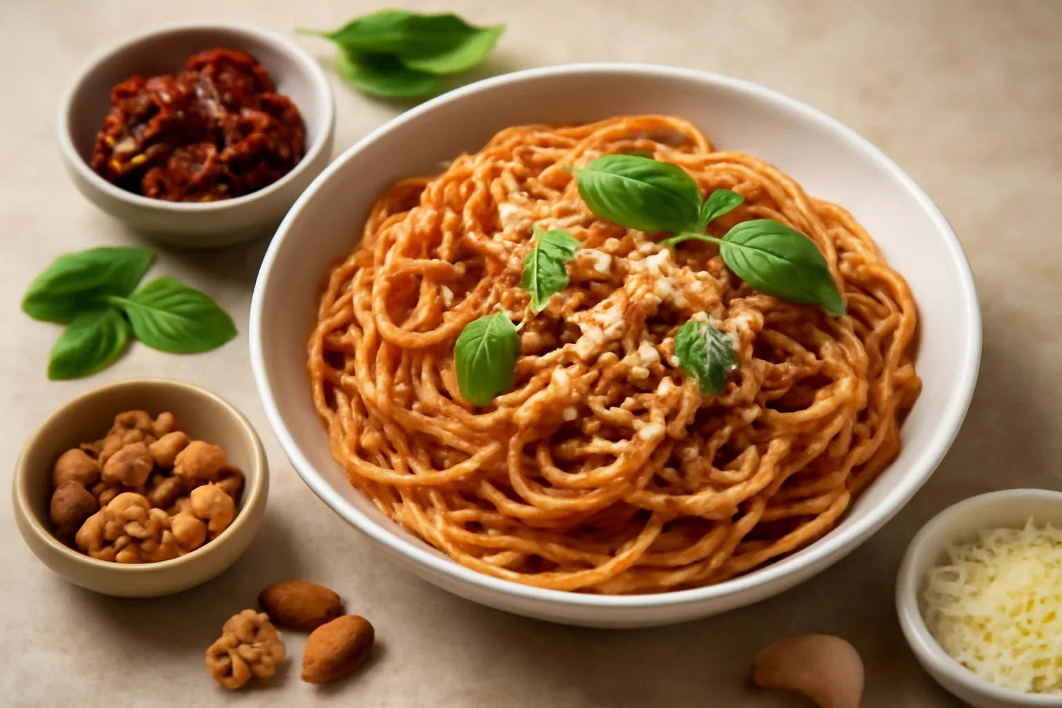 Spaghetti cu pesto rosu