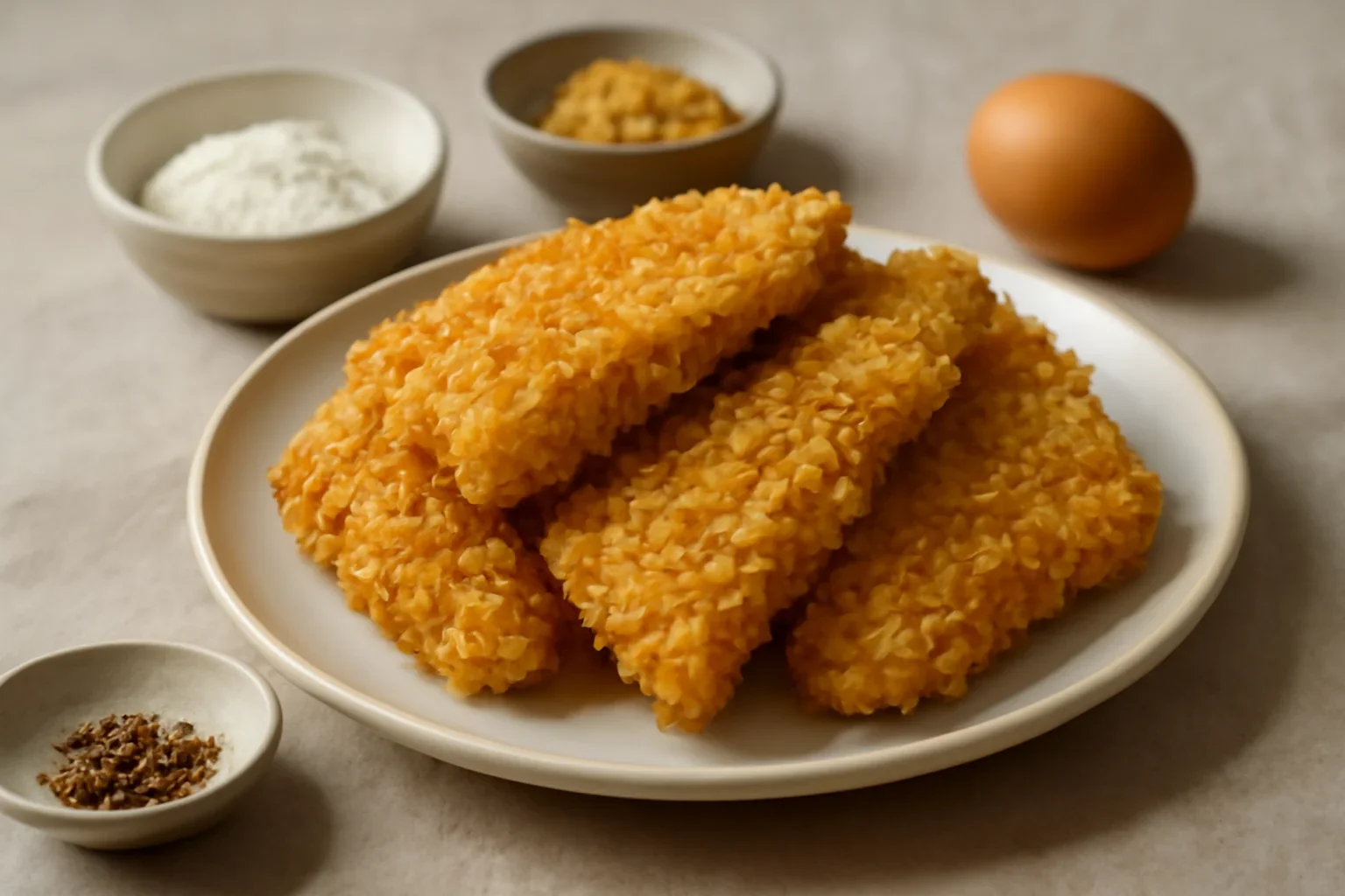 Crispy de pește alb în crustă de fulgi de porumb