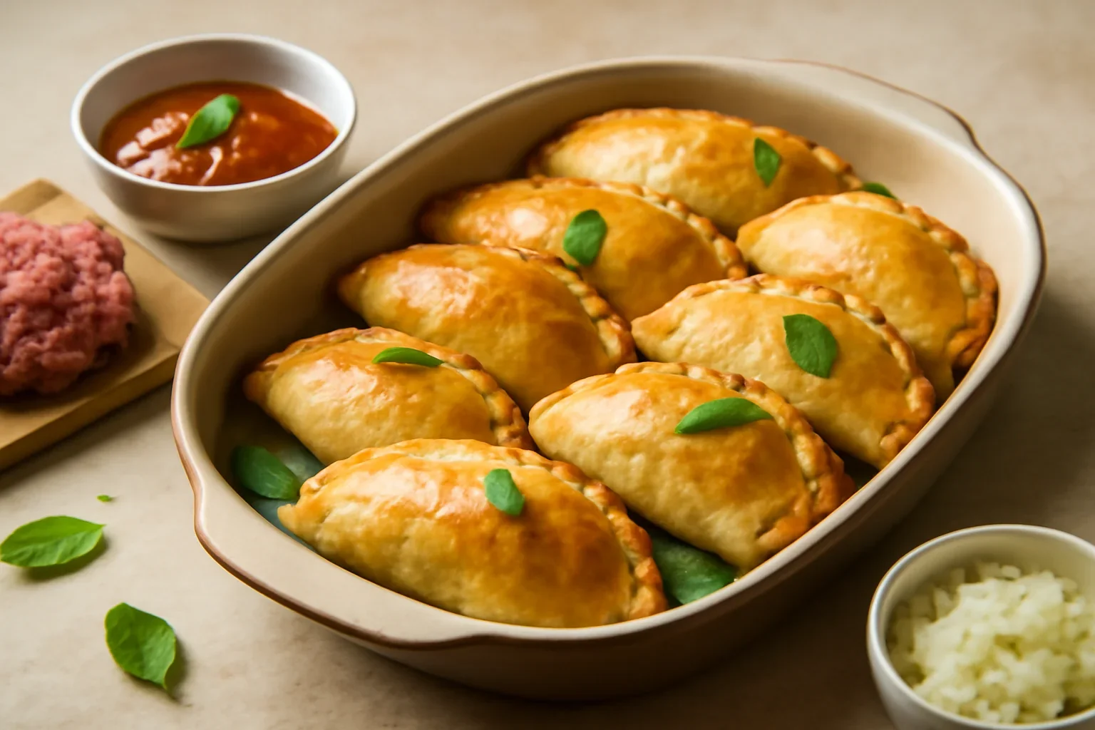 Empanadas, placintele sau coltunasi cu carne tocata, la cuptor