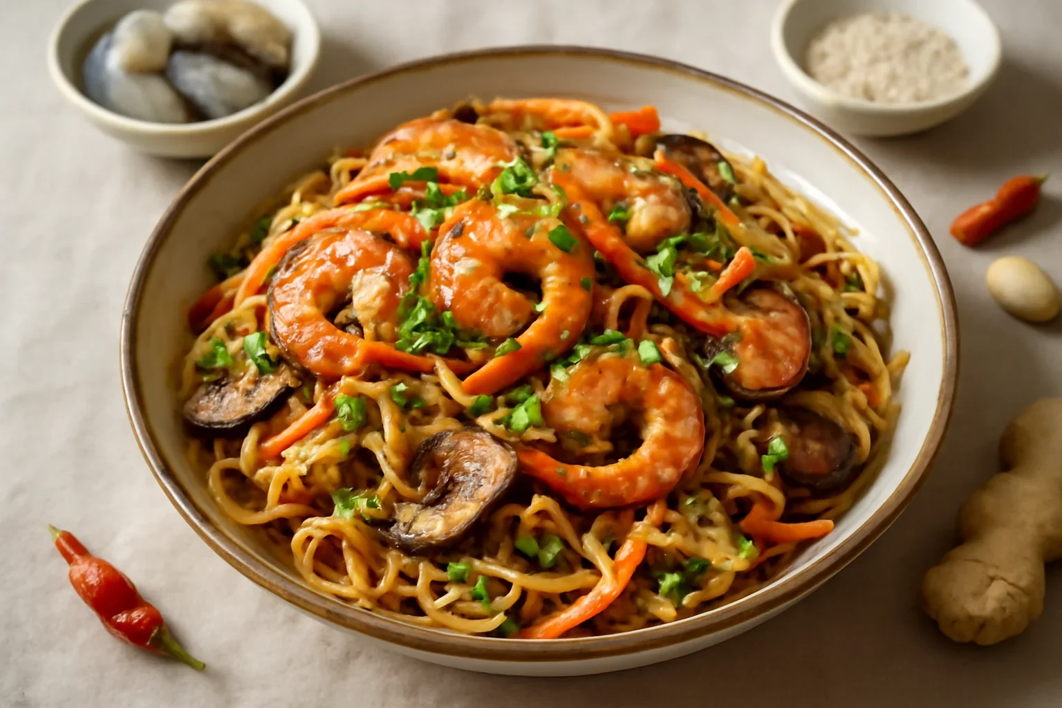 Noodles cu creveți – rețetă detaliată