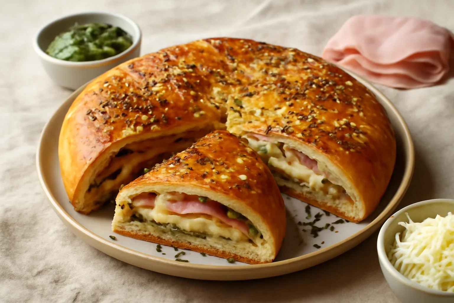 Placinta cu mozzarella si sunca