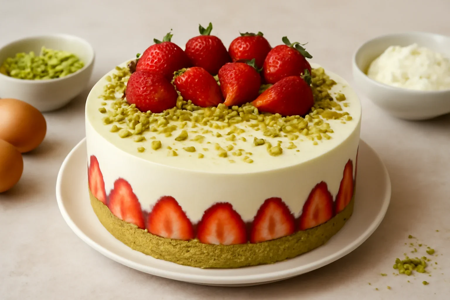 Tort Fraisier cu fistic și mascarpone – rețeta video