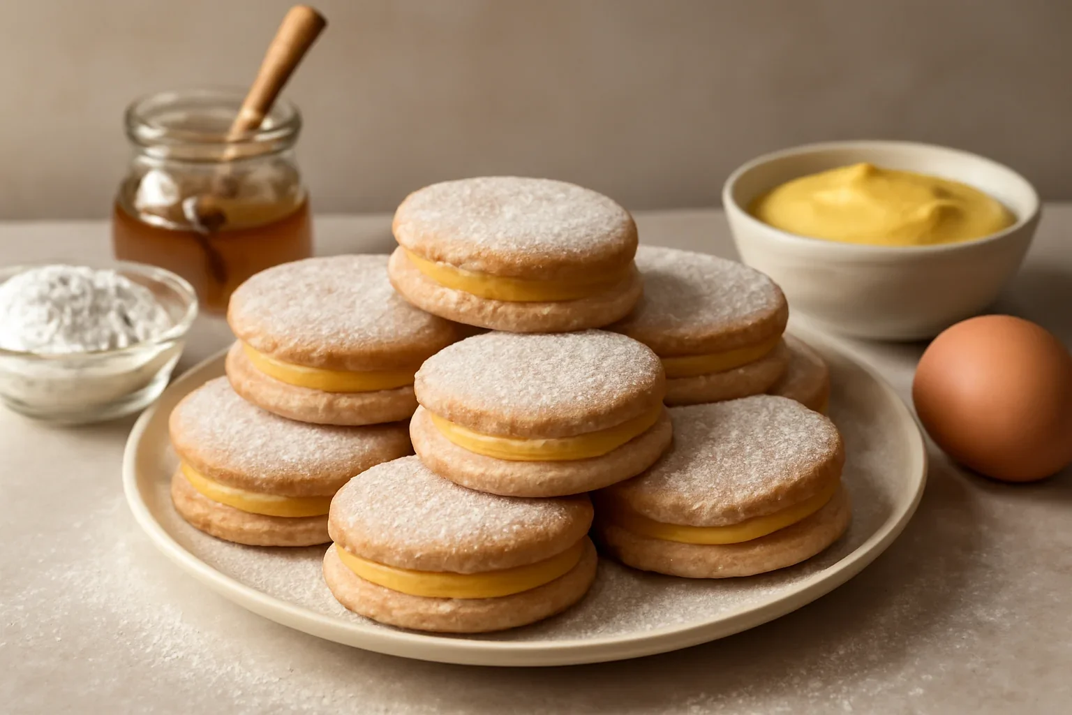 Biscuiti cu miere si crema de lamaie