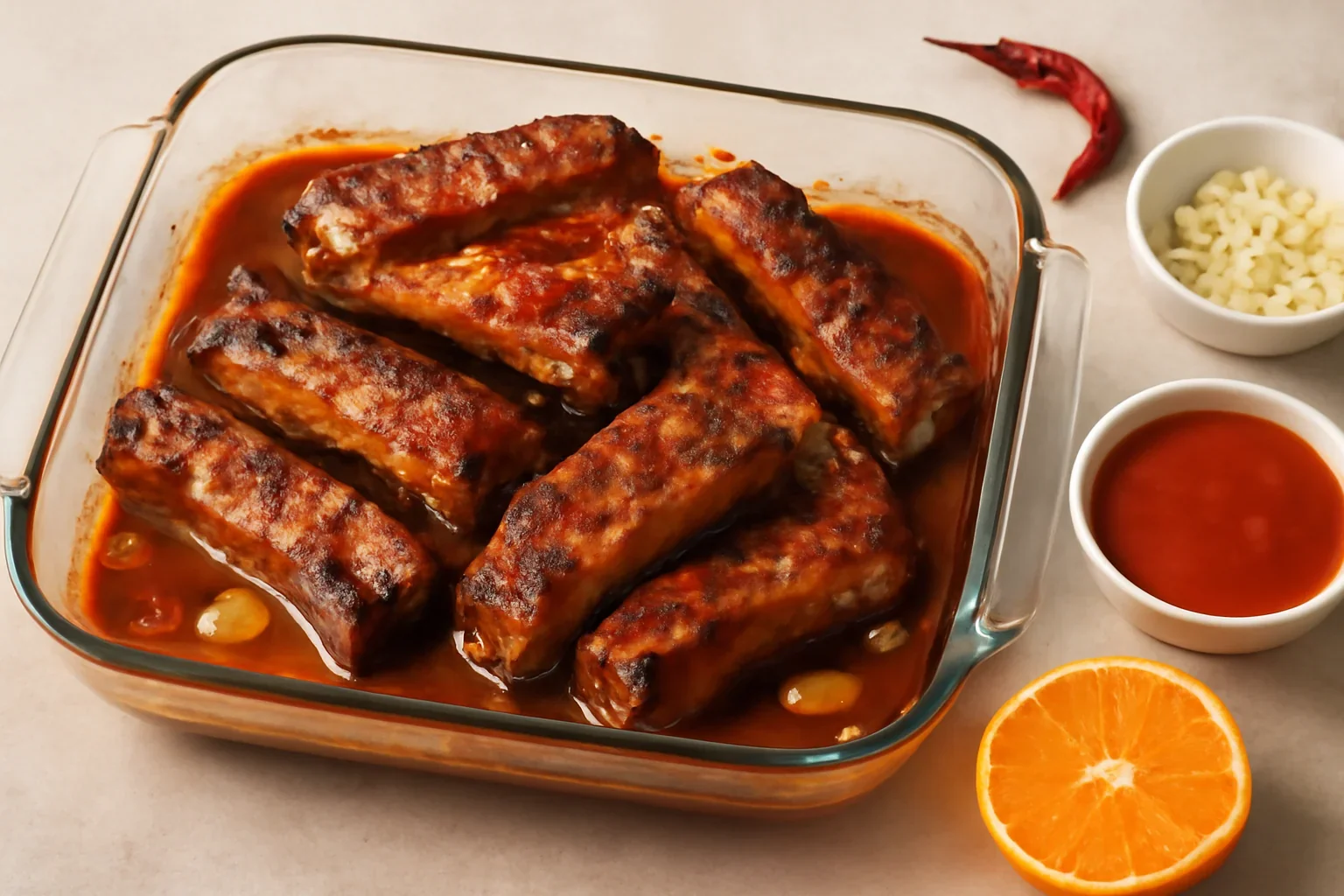 Costite de porc picante, la cuptor