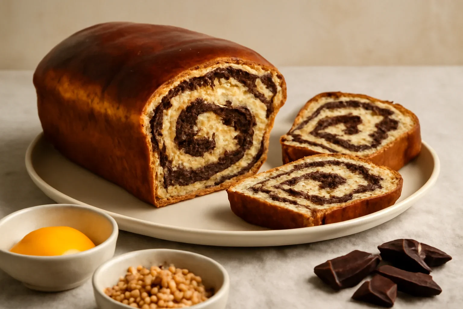Cozonac cu ciocolata si nuca