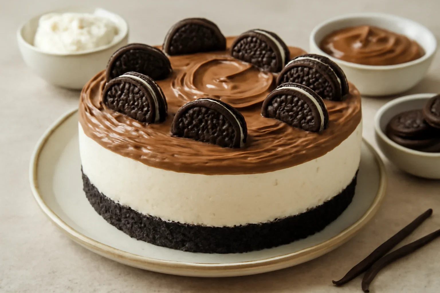 Cheesecake fara coacere cu Oreo si Nutella