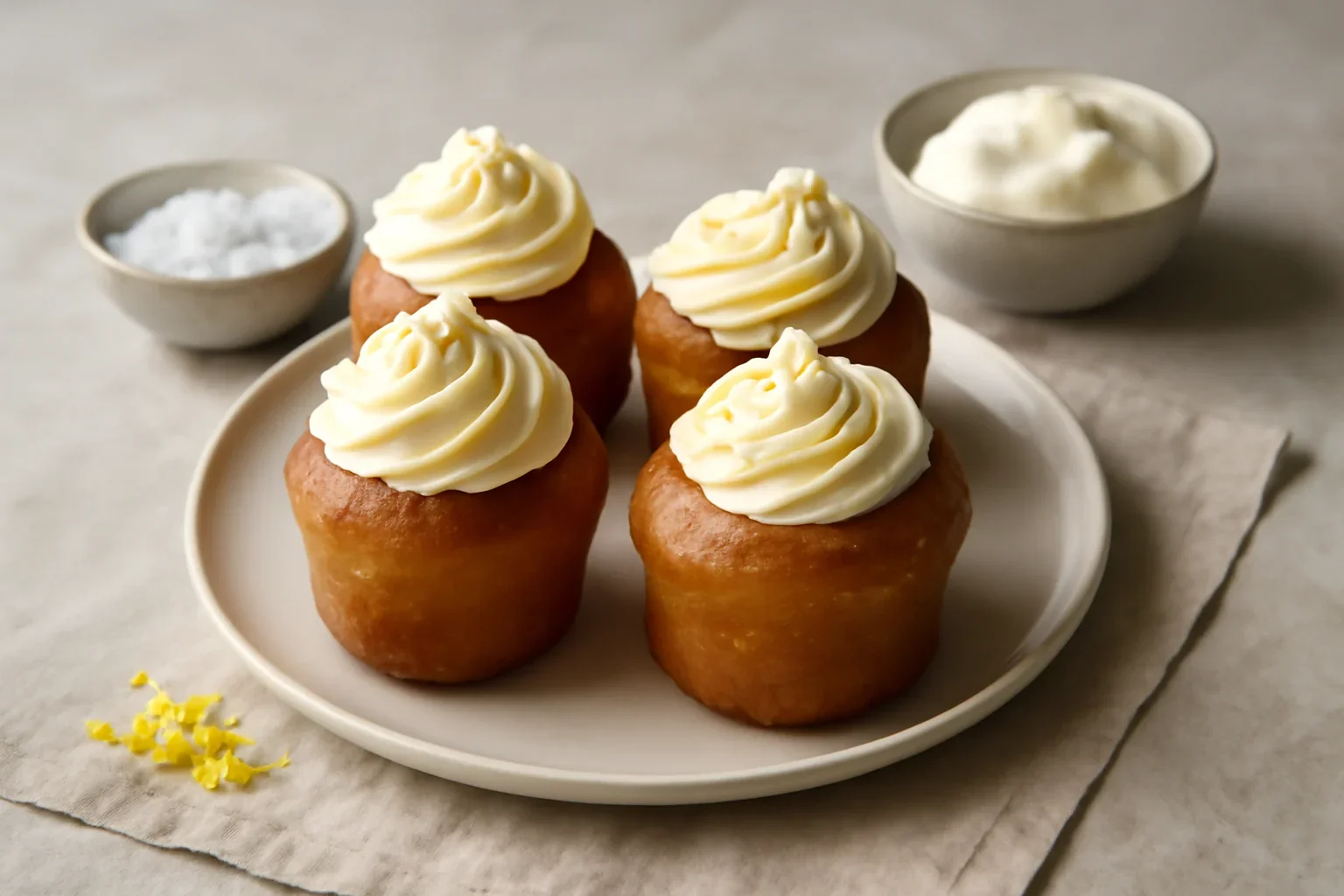 Savarine însiropate, cu cremă fină de mascarpone