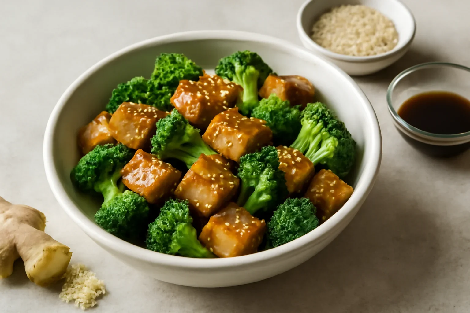 Tofu marinat cu broccoli